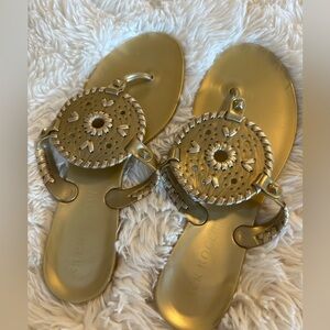 women's size 9 jack rogers gold jelly sandals